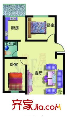紫霞山莊戶型圖2室1廳1衛(wèi)