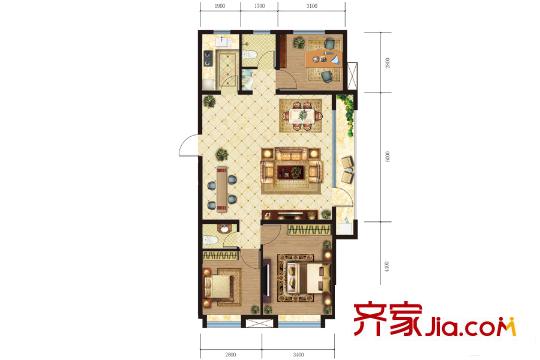 百步亭?中國MALLA3、A4地塊A戶型 3室2廳2衛(wèi)1廚