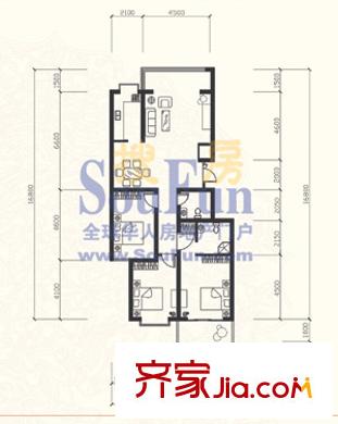 偉東城市精英領(lǐng)域戶型圖3室2廳2衛(wèi)