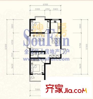 偉東城市精英領(lǐng)域戶(hù)型圖2室2廳1衛(wèi)
