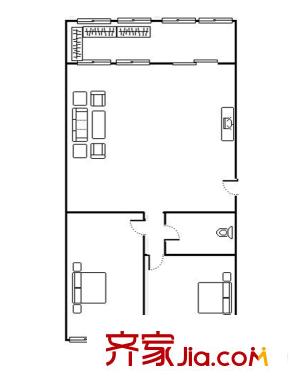舜耕中學(xué)單位宿舍 2居室 戶(hù)型圖