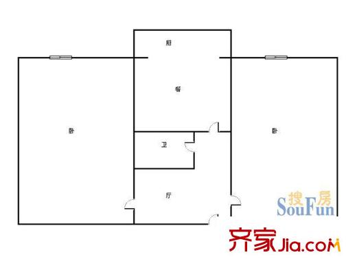 舜耕中學(xué)單位宿舍 2居室 戶(hù)型圖