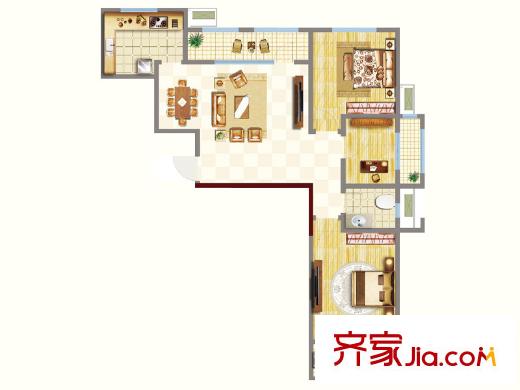 明湖?太學苑1#樓標準層舒適三居戶型 3室2廳1衛(wèi)1廚