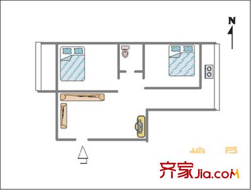八里洼公交宿舍 2室 戶型圖
