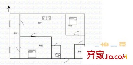 八里洼公交宿舍 2室 戶型圖