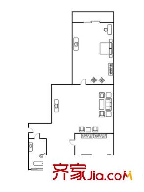 華能氣動(dòng)元件廠宿舍 2居室 戶型圖