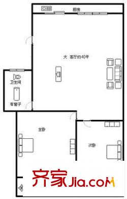 林東花園 2室 戶型圖