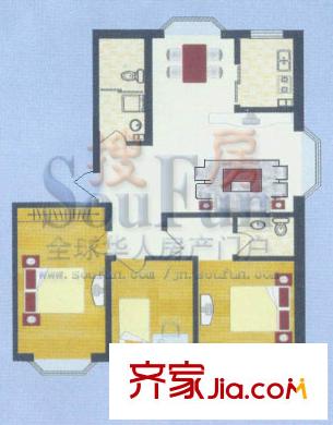 石橋新苑戶型圖三室兩廳兩衛(wèi)戶型 3室2廳2衛(wèi)