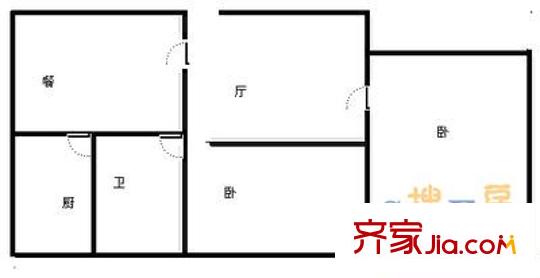 工業(yè)北路派出所宿舍 2室 戶型圖