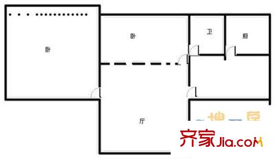 工業(yè)北路派出所宿舍 2室 戶型圖