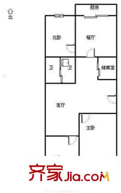 工業(yè)北路派出所宿舍 3室 戶型圖