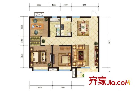 百步亭?中國MALLA3、A4、A6地塊B戶型 3室2廳1衛(wèi)1廚