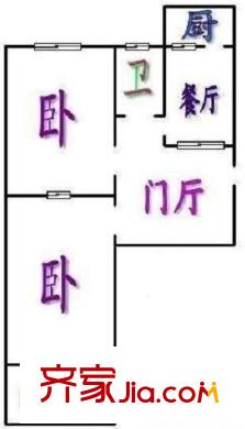 二環(huán)東路造紙廠(chǎng)宿舍 2居室 戶(hù)型圖