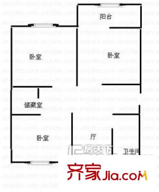 玉函路自來水公司宿舍戶型圖濟南 玉函路自來水公司 戶型圖 3室1廳1衛(wèi)1廚