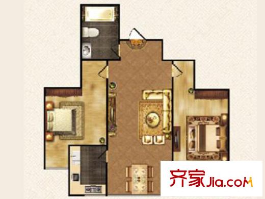 北橋?山景苑一期1#、4#、5#樓標準層C戶型 2室2廳1衛(wèi)1廚