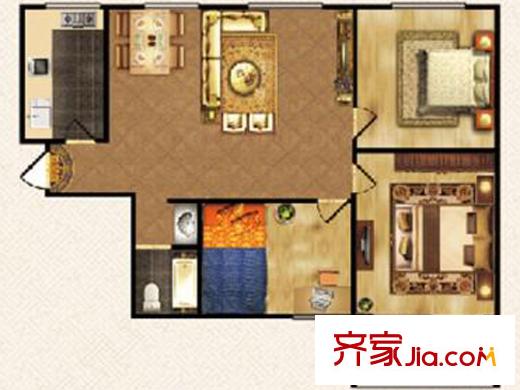 北橋?山景苑一期1#、4#、5#樓標準層A4戶型 3室2廳1衛(wèi)1廚