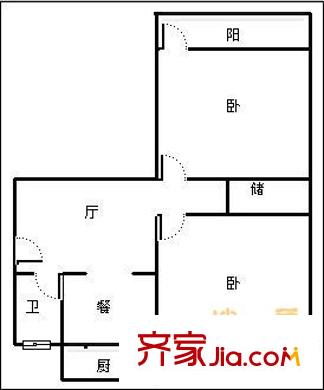工業(yè)北路派出所宿舍 2室 戶型圖