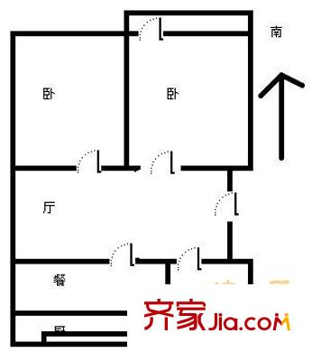 工業(yè)北路派出所宿舍 2室 戶型圖