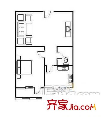楊莊東路單位宿舍 1居室 戶型圖