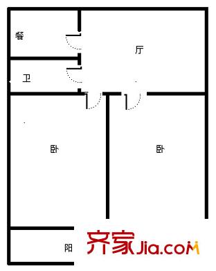 水屯路單位宿舍 2室 戶(hù)型圖
