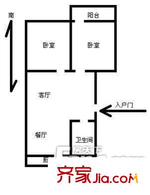 特殊教育教師宿舍戶(hù)型圖600x600CAWM03XL 2室2廳1衛(wèi)1廚