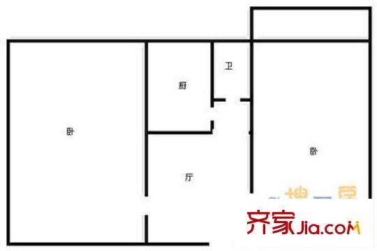 省委黨校宿舍 2室 戶型圖