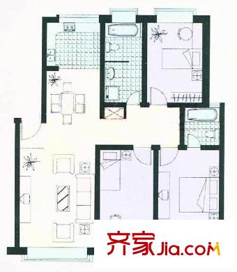 康和苑戶型圖321 115.9 3室2廳1衛(wèi)1廚