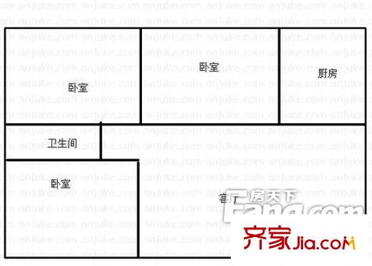 河務(wù)局宿舍(經(jīng)十一路)戶型圖濟(jì)南 河務(wù)局宿舍(經(jīng)十一路) 戶型圖 3室1廳1衛(wèi)1廚