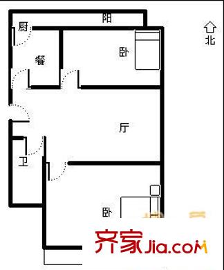 上海花園南鄰宿舍戶型圖上?；▓@南鄰單位宿舍 2室 戶型圖 2室2廳1衛(wèi)1廚