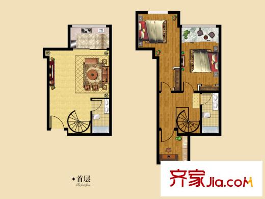 歐亞大觀商都一期A1、A2棟樓C戶型 2室1廳2衛(wèi)1廚