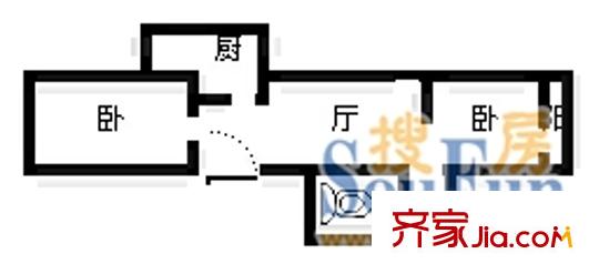 濟(jì)南四建宿舍 2室 戶型圖