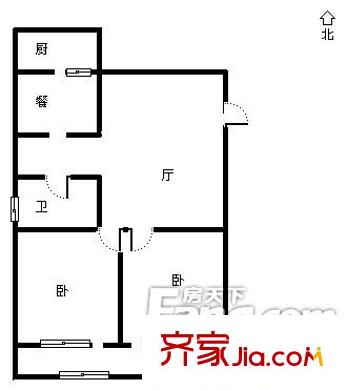道德街宿舍 2居室 戶型圖