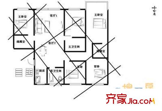 水屯路單位宿舍 2室 戶(hù)型圖