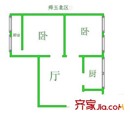 省委黨校宿舍 2室 戶型圖