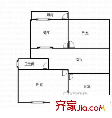 民天面粉廠宿舍戶型圖321 3室2廳1衛(wèi)1廚
