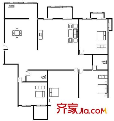 天橋區(qū)房管局宿舍 4居室 戶(hù)型圖