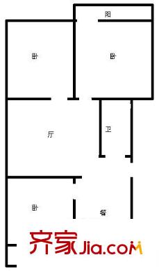 天橋區(qū)房管局宿舍 3居室 戶型圖