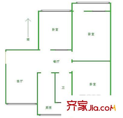 桃園小區(qū)附近宿舍戶型圖桃園小區(qū)附近單位宿舍 3室2廳1衛(wèi)1廚