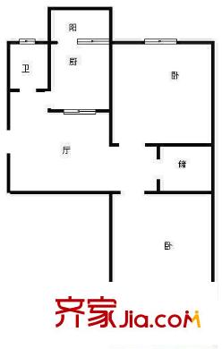 山東省衛(wèi)生廳設(shè)備站宿舍 2室 戶型圖
