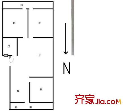 山東省衛(wèi)生廳設(shè)備站宿舍 3室 戶型圖