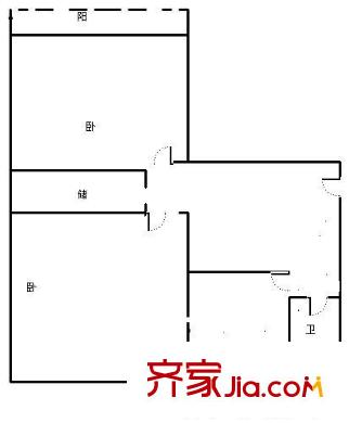 山東省衛(wèi)生廳設(shè)備站宿舍 2室 戶型圖
