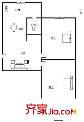 四院宿舍 2室 戶型圖