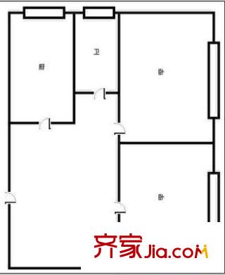 濟(jì)南四建宿舍 2室 戶型圖