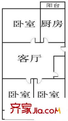 道德街宿舍 3室 戶型圖
