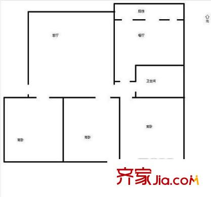 千佛山西路房地產(chǎn)宿舍 3居室 戶型圖