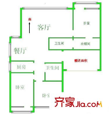 千佛山西路房地產(chǎn)宿舍 3居室 戶型圖