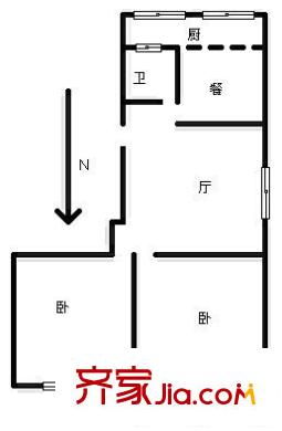 千佛山西路房地產(chǎn)宿舍 2室 戶型圖