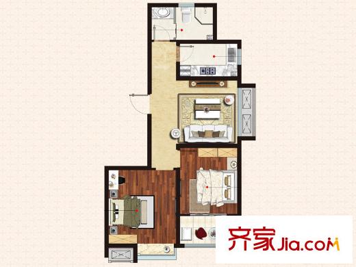 茗筑一品4、6、7、8#樓E戶型圖 2室1廳1衛(wèi)1廚
