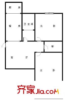 天橋區(qū)房管局宿舍 2居室 戶型圖