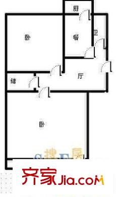 山東省衛(wèi)生廳設(shè)備站宿舍 2室 戶型圖